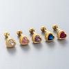 Zirconia Love Earrings For Women Copper Bezel Rhinestone Stud Stainless Steel Pierce Ear Accessory