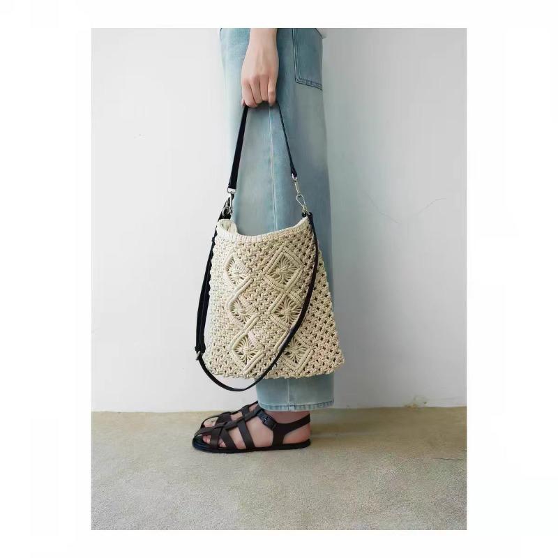 

New messenger fringed cotton rope beach bag arm in arm summer woven bag retro vacation travel simple woven bag