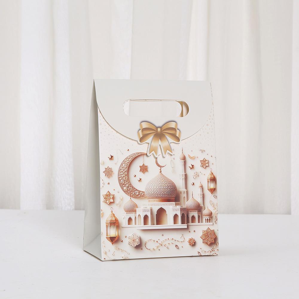 20pcs Eid Ramadan Islamic Gift Paper Tote Bags Mosque Designs Goodie Bags for Favors Shopping and Gifting Packaging