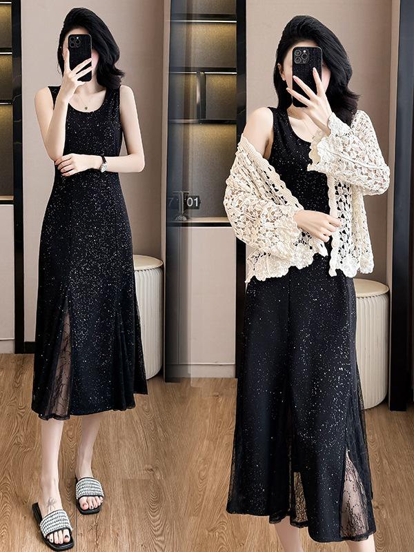

Starry Sky Sleeveless Dress with Sun Protection Cardigan XL