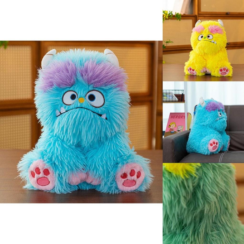 Adorable Long-haired Monster Plush Pillow For Girls Cute Sofa Toy In Soft Colors