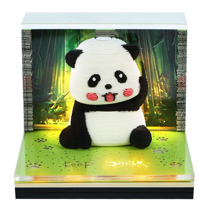 Bamboo Forest Panda 2026 3D Paper Sculpture Calendar - Creative Desktop Ornament with Stereoscopic Sticky Notes