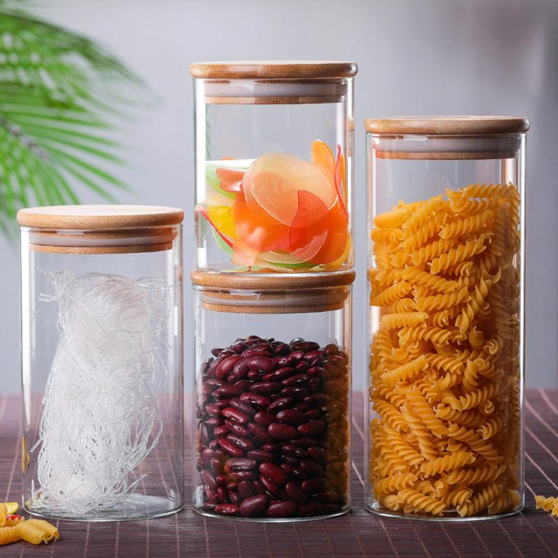 Sealed Food Storage Box Pots Glass Jar Coffee Jars With Lid Transparent Cereal Candy Dried Jars Fridge Storage Tank Containers