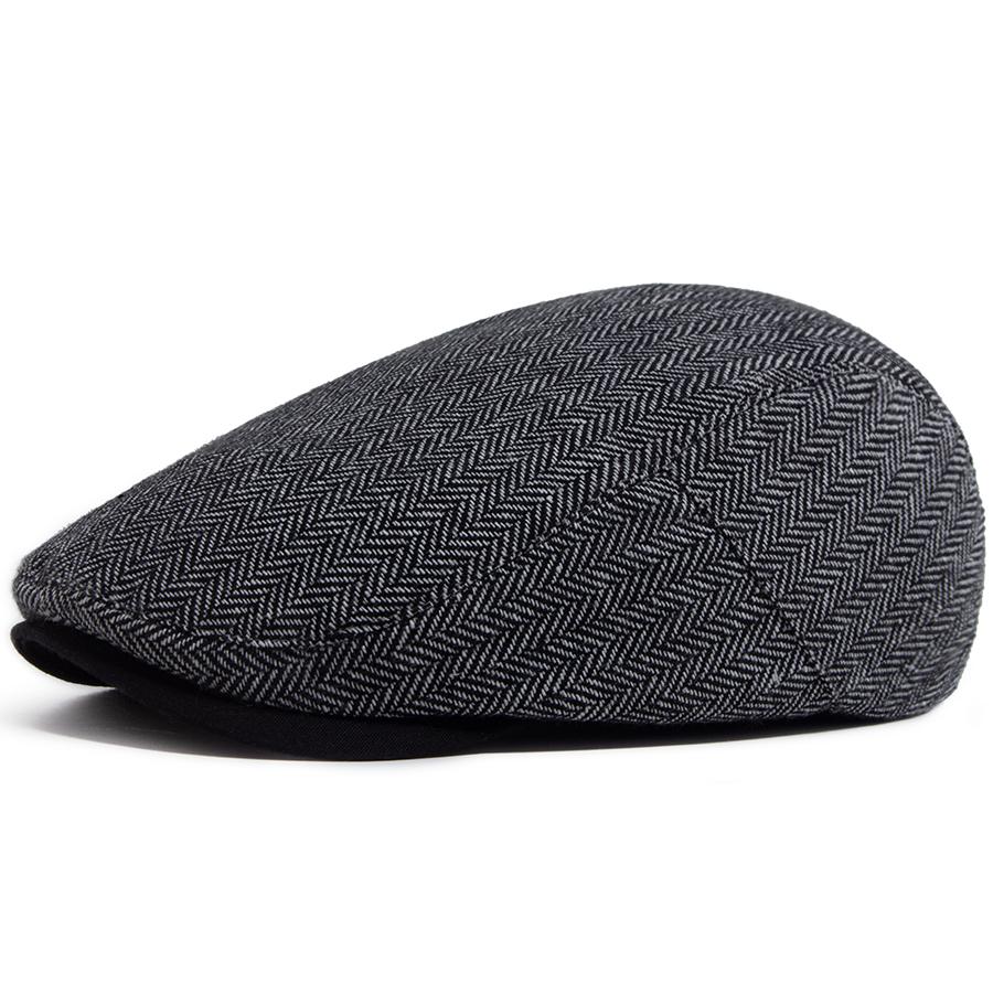 

Vintage Herringbone Beret Men Autumn Winter Casual Flat Hat Outdoor Visor Berets Retro Fashion Newsboy Cap Men s Adjustable серый