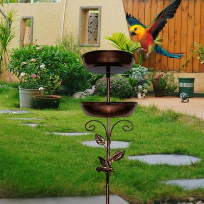 Bird Bath Bowl Double Bowls Decorative Housewarming Gift Birdbath Feeder with Stake for Park