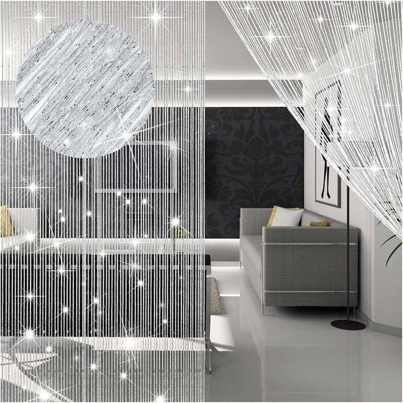4pcs String Curtains for Doorways Glitter Beaded Curtains Door Sparkle Beads Curtain Open Closet Laundry Hanging Glisten Beads Window Girls