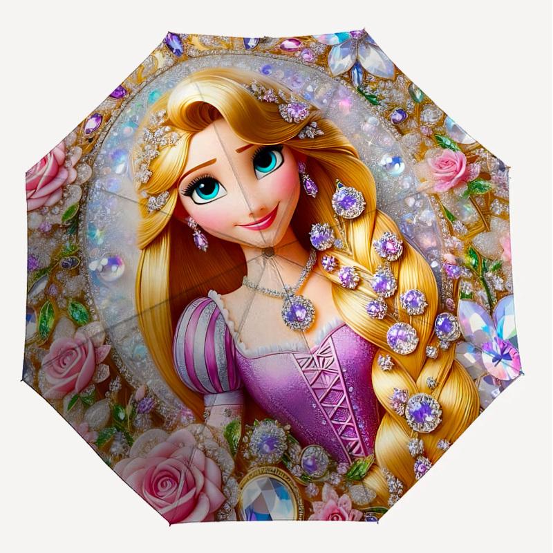 1PC Princess Diamond Umbrella-9-Rib Reinforced, Automatic Open, Lightweight & Durable, Cute Fashion Accessory for Outdoor-P0728