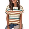 Casual Striped T Shirt For Women With Polyester Fabric Summer Comfort For Daily Wear