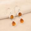 Pear Citrine Gemstone 925 Sterling Silver Boho Dangling Hook Handmade Earrings EE-142-6