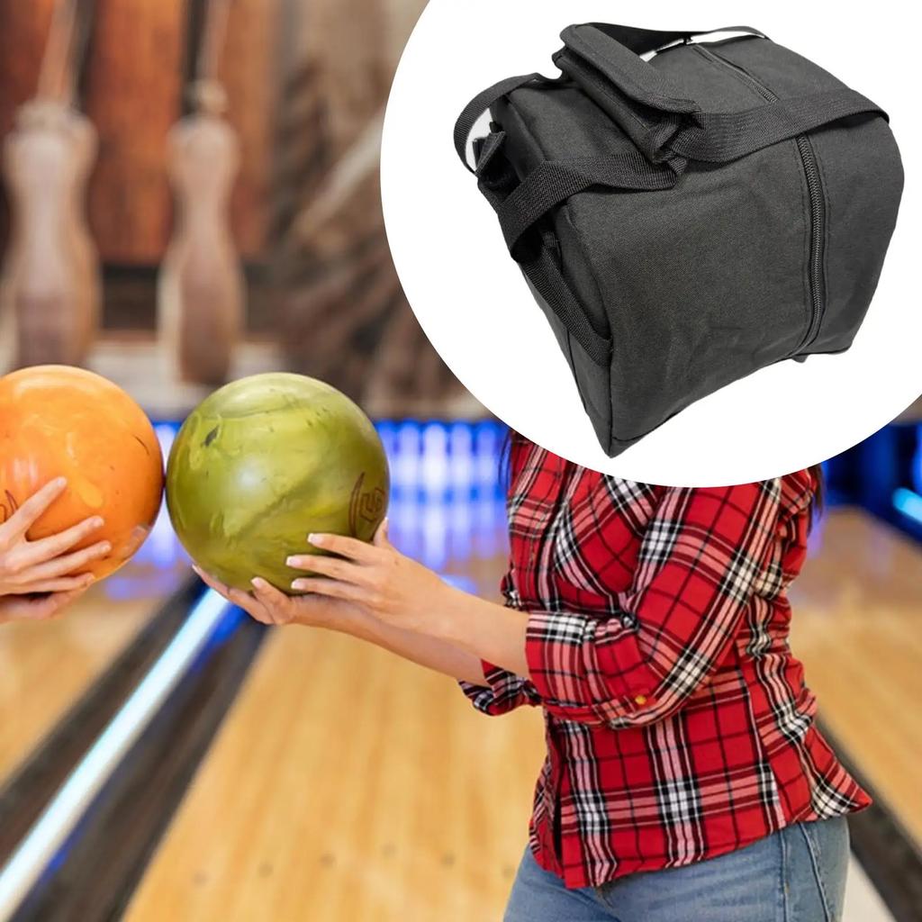 Compacts Single Ball Bowling Bag Padded Interior Adjustable Carrying Handle Front Meshes Organizers