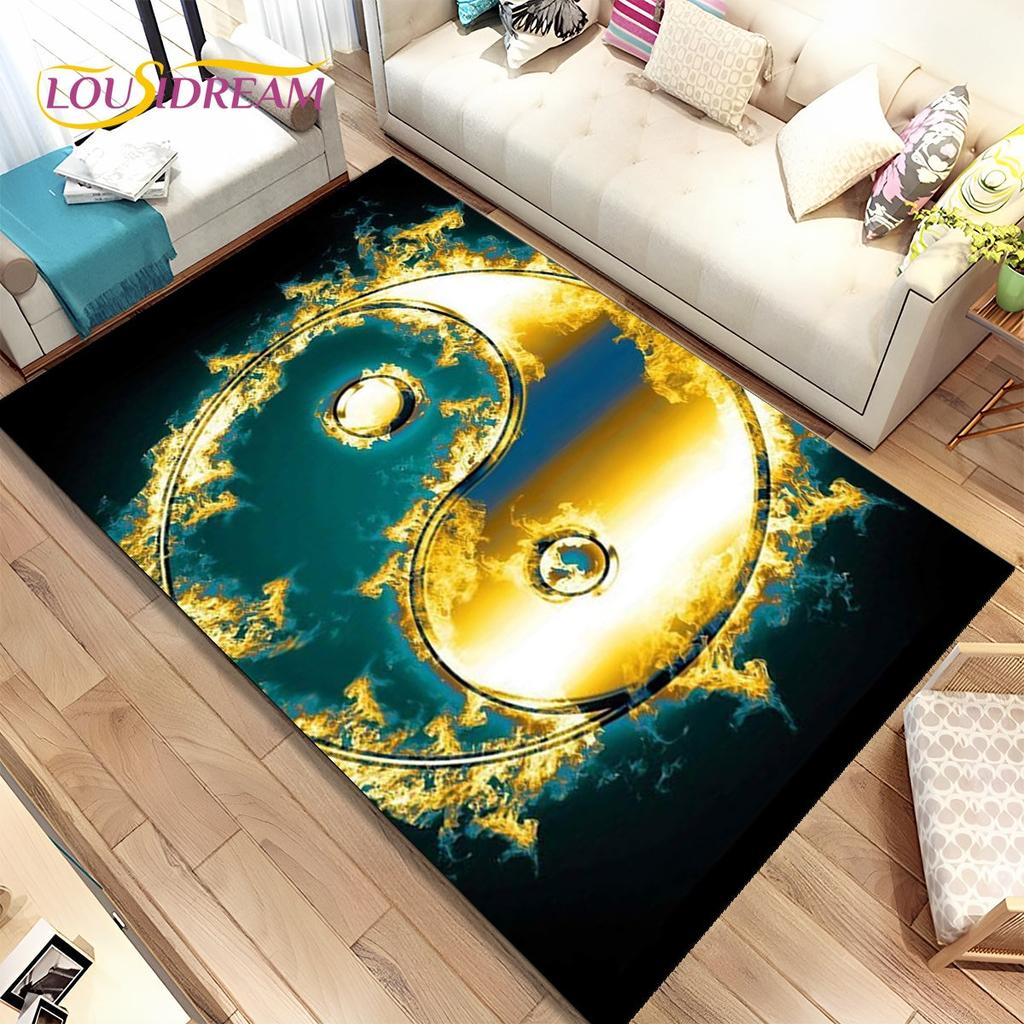 Chinese Tai Chi Bagua Yin Yang Area Rug,Carpet Rug for Home Living Room Children Bedroom Sofa Doormat Decor,Non-slip Floor Mat