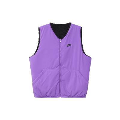 Reversible Fleece Vest With Logo Print And Pocket Detail Men Vest Purple DQ4879-010