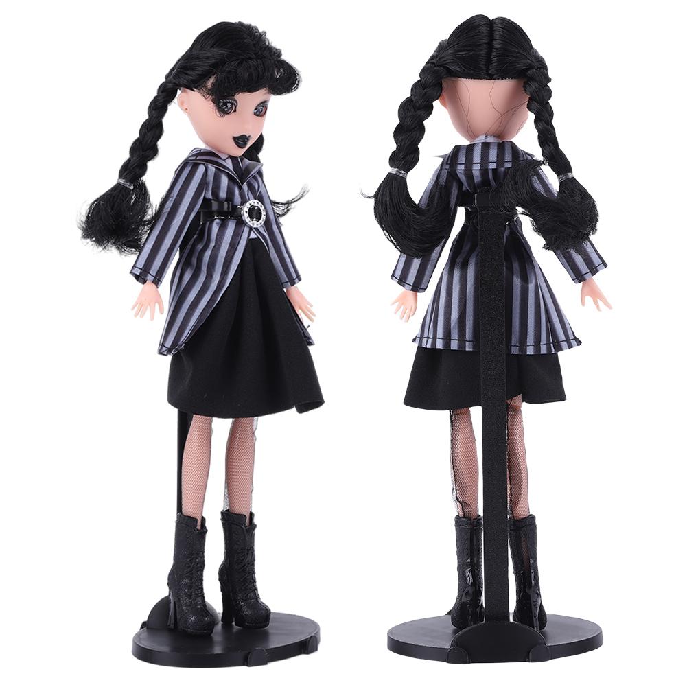Wednesday Adams Girl Collectibles in Black Gothic Academy Uniform Movie Figurine Model Doll Ornament Halloween Decorations Gift