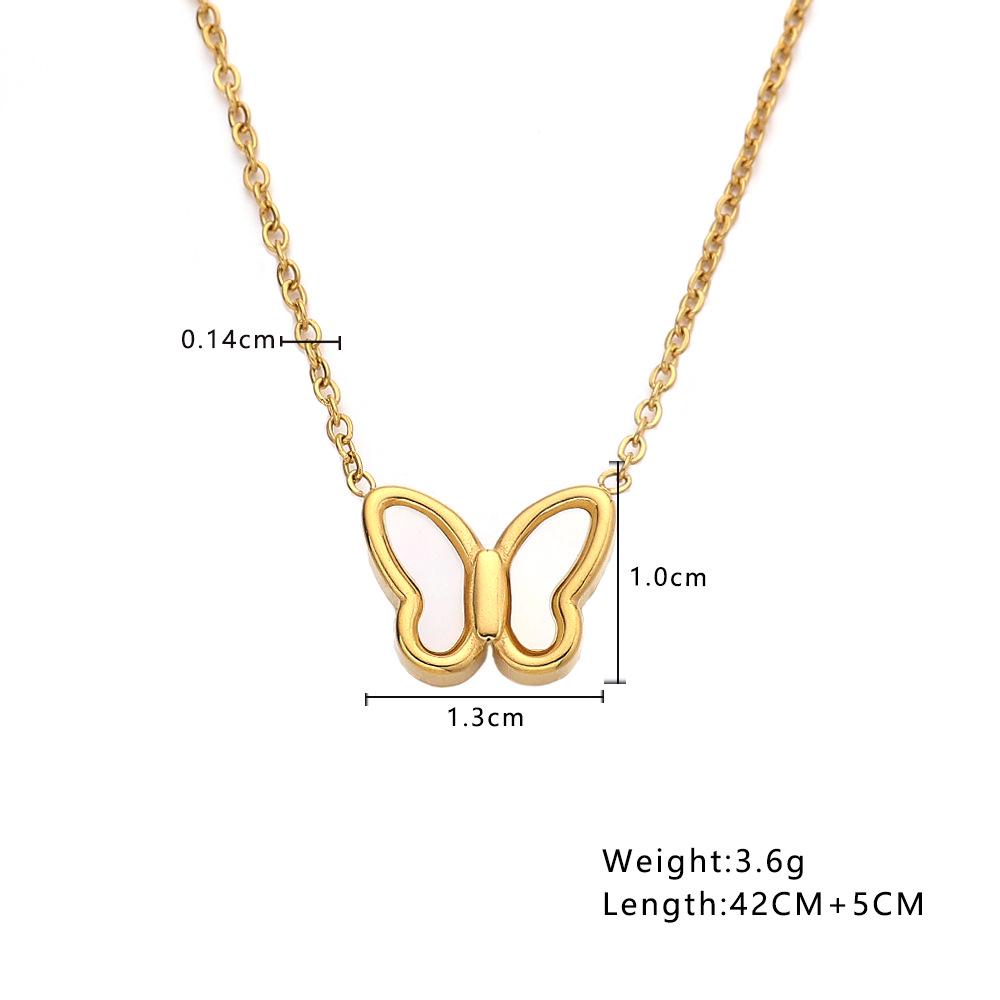 Gold Butterfly Mother-of-Pearl Pendant Clavicle Necklace – European and American INS Style for Women золотой