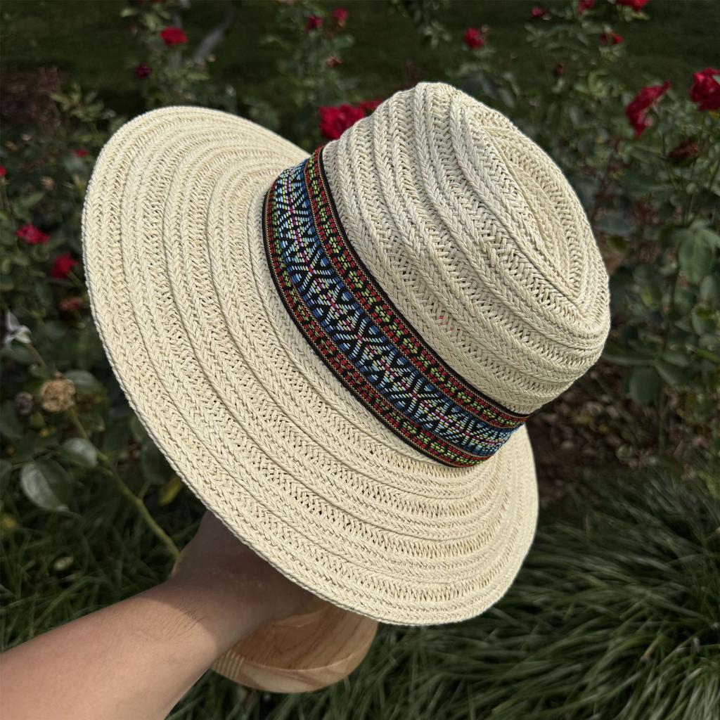 Bohemian ethnic style top hat female spring summer straw hat beach hat travel versatile sunshade sun hat male