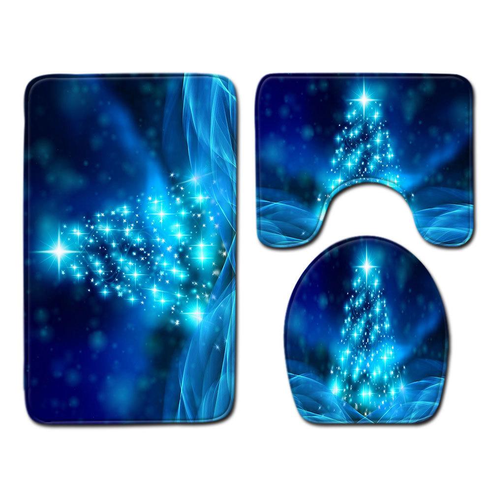 

Christmas Bathroom Floor Mat Toilet Three-Piece Set 45cmx75cm