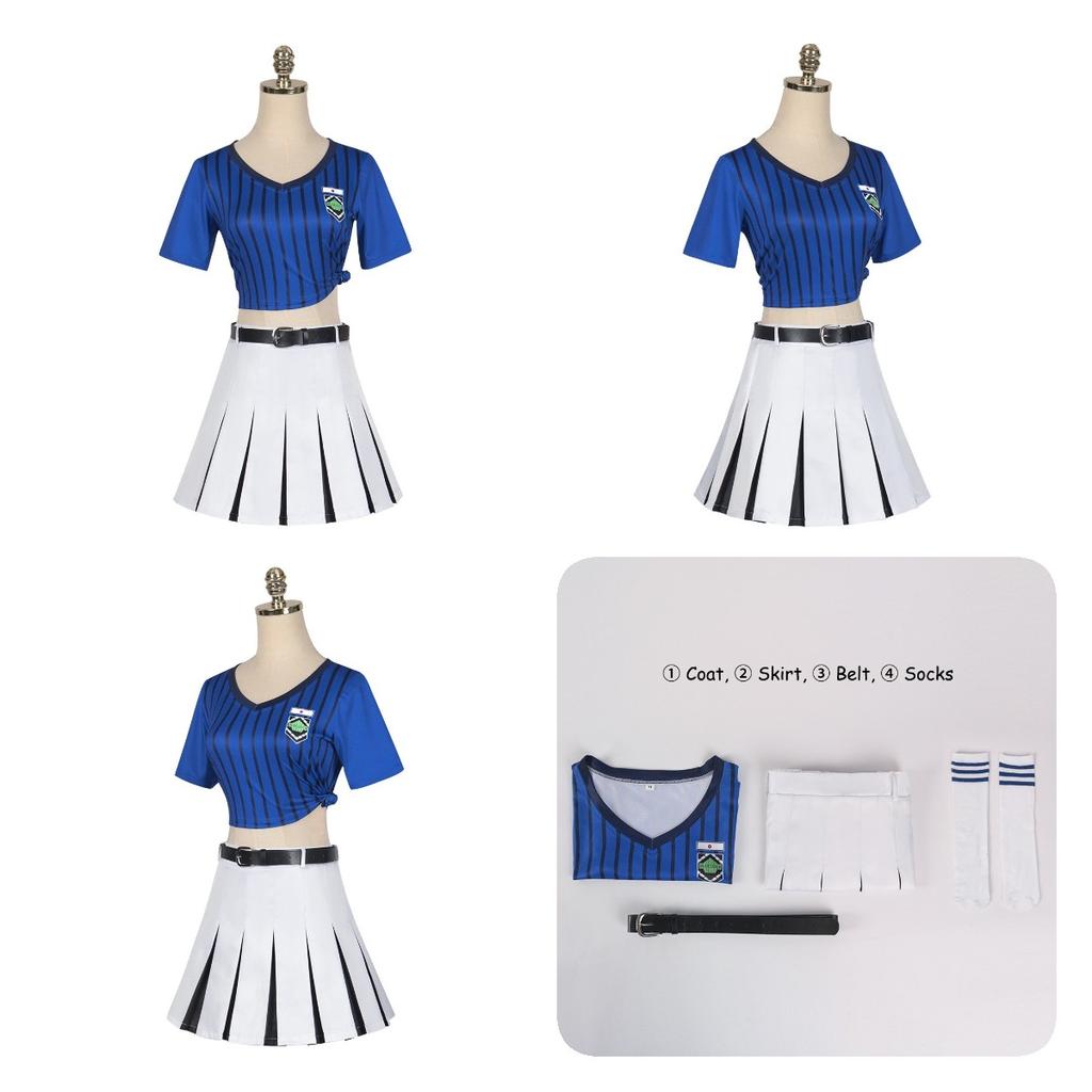 Lock Teieri Blue Anri Cosplay Costume Cheerleading Skirt Dress Uniform Party