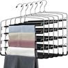 Rotating Multi-Layer Foam Pants & Towel Rack: Foldable, Dip-Coated, Multi-Functional Storage Solution.