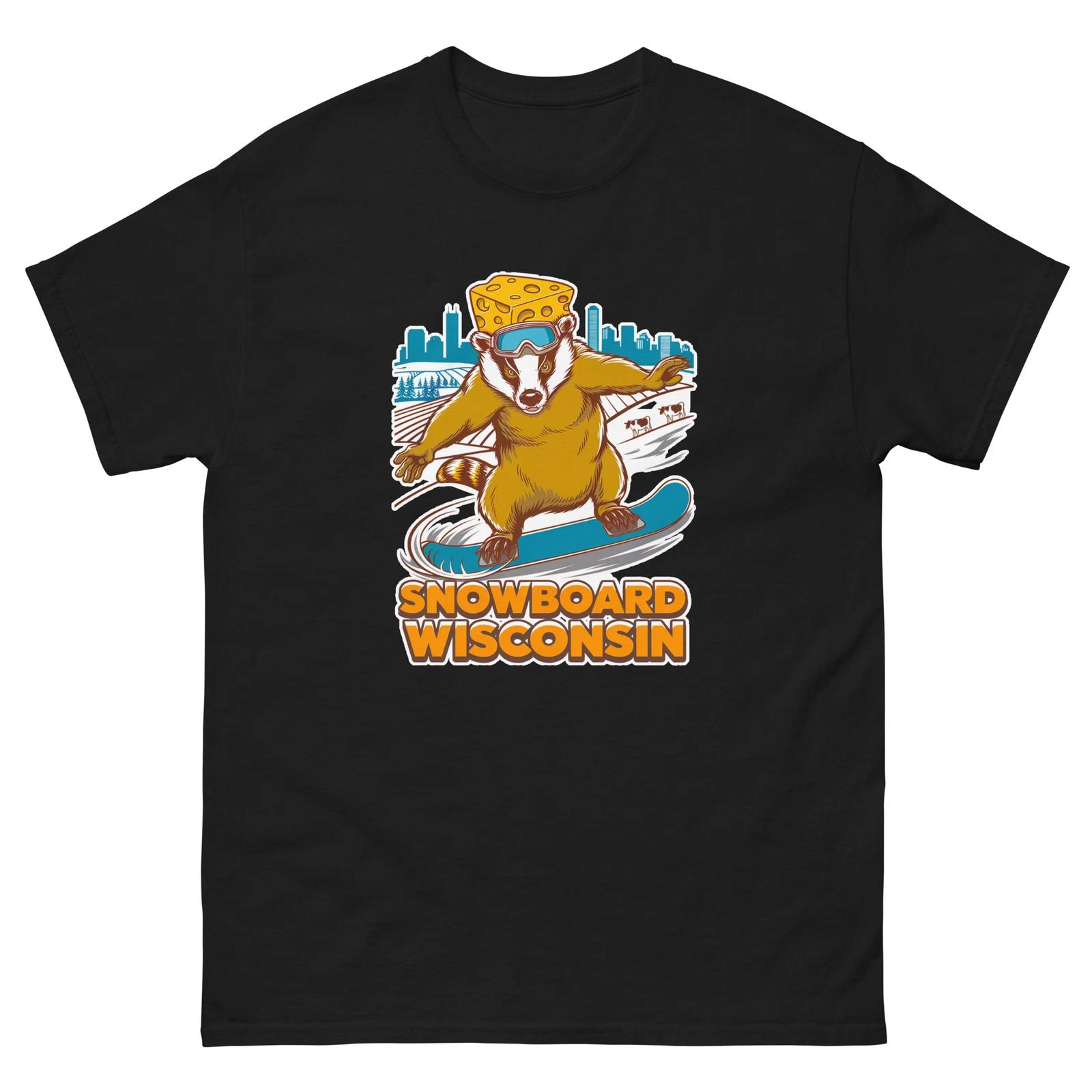 Snowboard Wisconsin Badger USA Snowboarding Animal T-Shirt 2XL