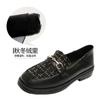 British style small leather shoes women's skirt 2025 platform versatile loafers autumn and winter velvet single shoes large size 41-43