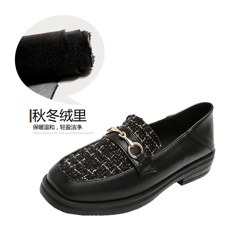 British Style Small Leather Shoes Women's Skirt 2025 Platform Versatile Loafers Autumn and Winter Velvet Single Shoes Large Size 41-43