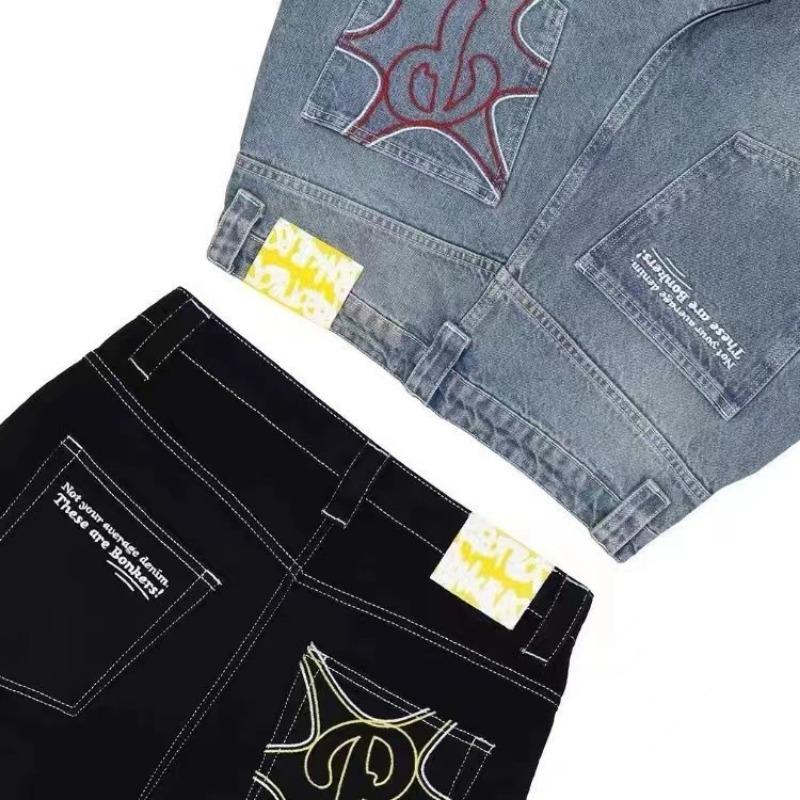 Hip Hop Printed Straight Leg Casual Denim Jeans For Men And Women