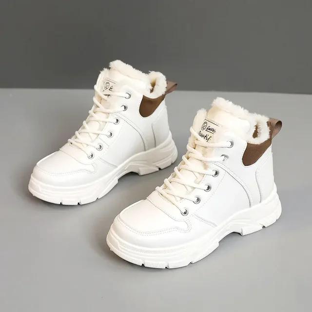 Fashion Fashion Women's Ankle Boots Warm Comfortable Women Boots Outdoors Non-Slip Cotton Shoes High Top Lace-up Women Platform Sneakers