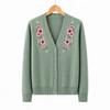 Hodo Women's Elderly Floral Embroidered V-Neck Knit Cardigan