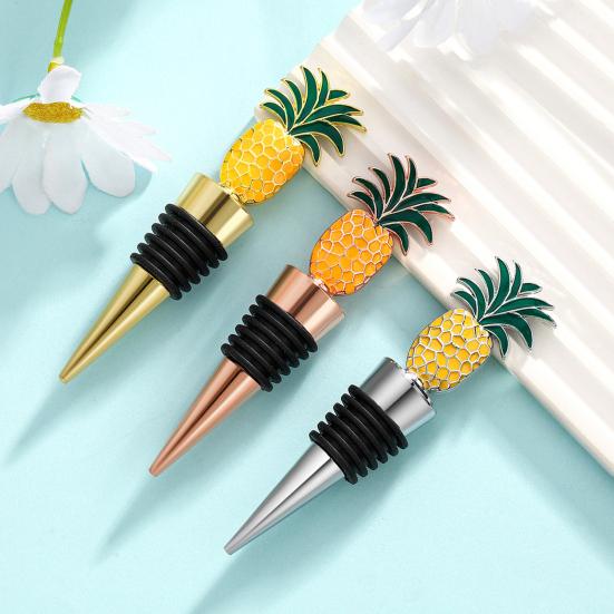 Wine Bottle Stopper Pineapple Design Vacuum Sealed Twist Cap Reusable Champagne Stopper Red Wine Cork for Bar Tools Wine Gifts