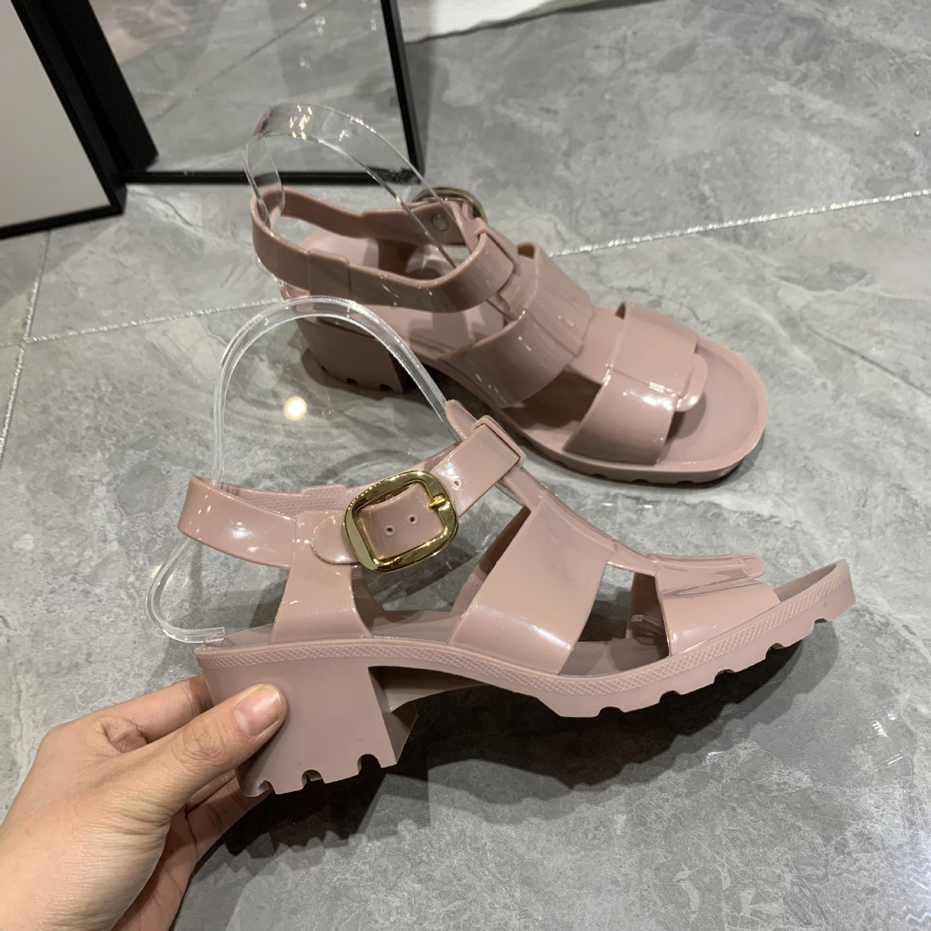 

Босоножки женские летние римские с открытым носком женские на толстом каблуке на высоком каблуке, с пряжкой на платформе европейские и американские на среднем каблуке женские босоножки 36 розовый