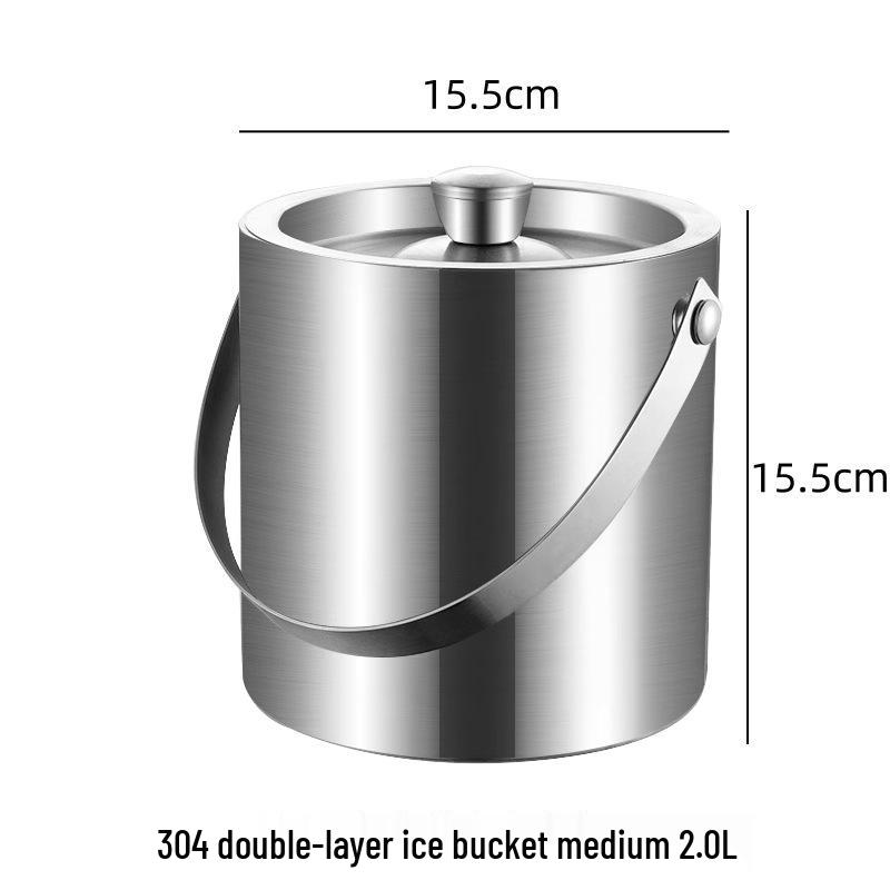 3L Stainless Steel Ice Bucket with Thick Handle, Double-Layer Insulation for Beer, Wine, and More