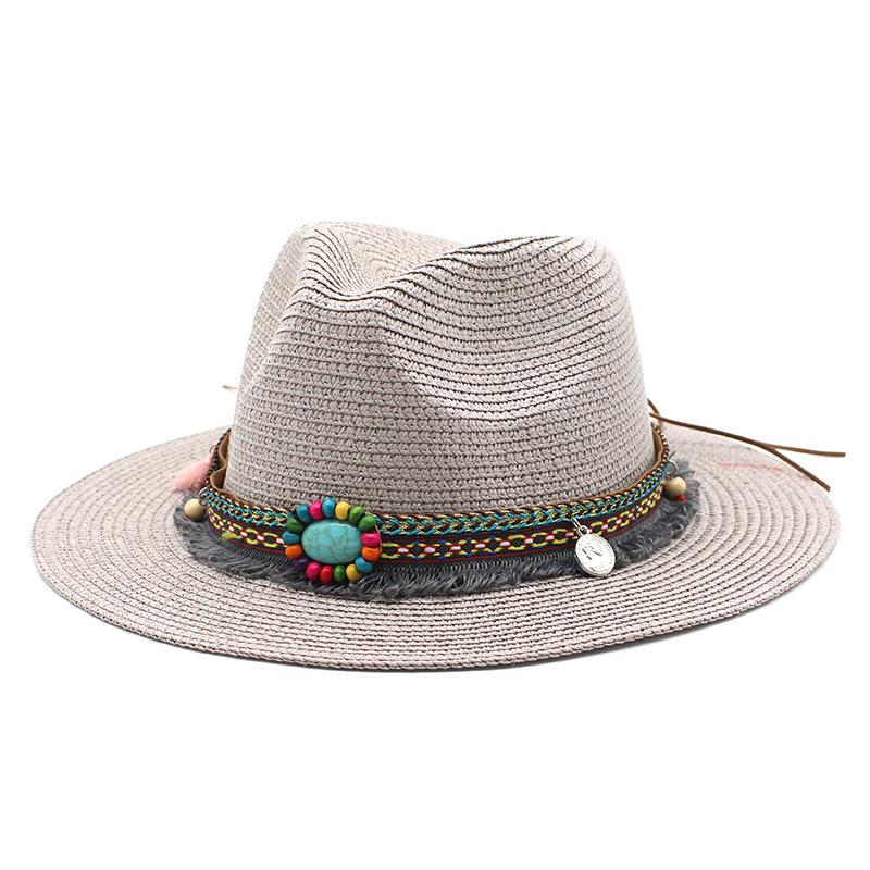 Western Cowboy Ethnic Style Straw Hat Men'S And Women'S Outdoor Seaside Beach Hat Sunscreen Sun Hat