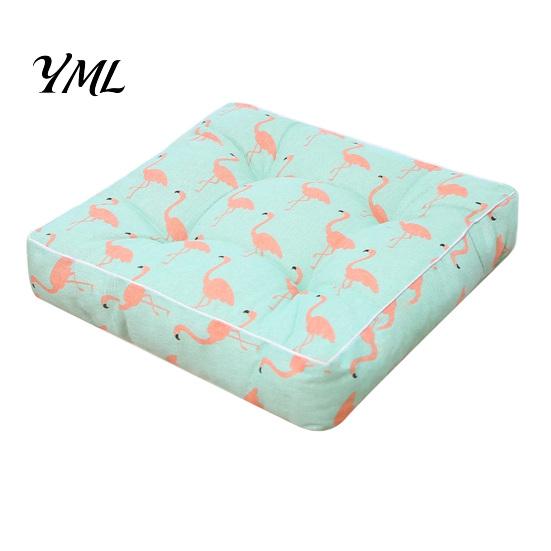 Comfortable Floor Pillow for Tatami Modern Stylish Chair Cushion, Ultra Soft Square Geometric or High-elastic PP Cotton Office Pad Plant Prints,