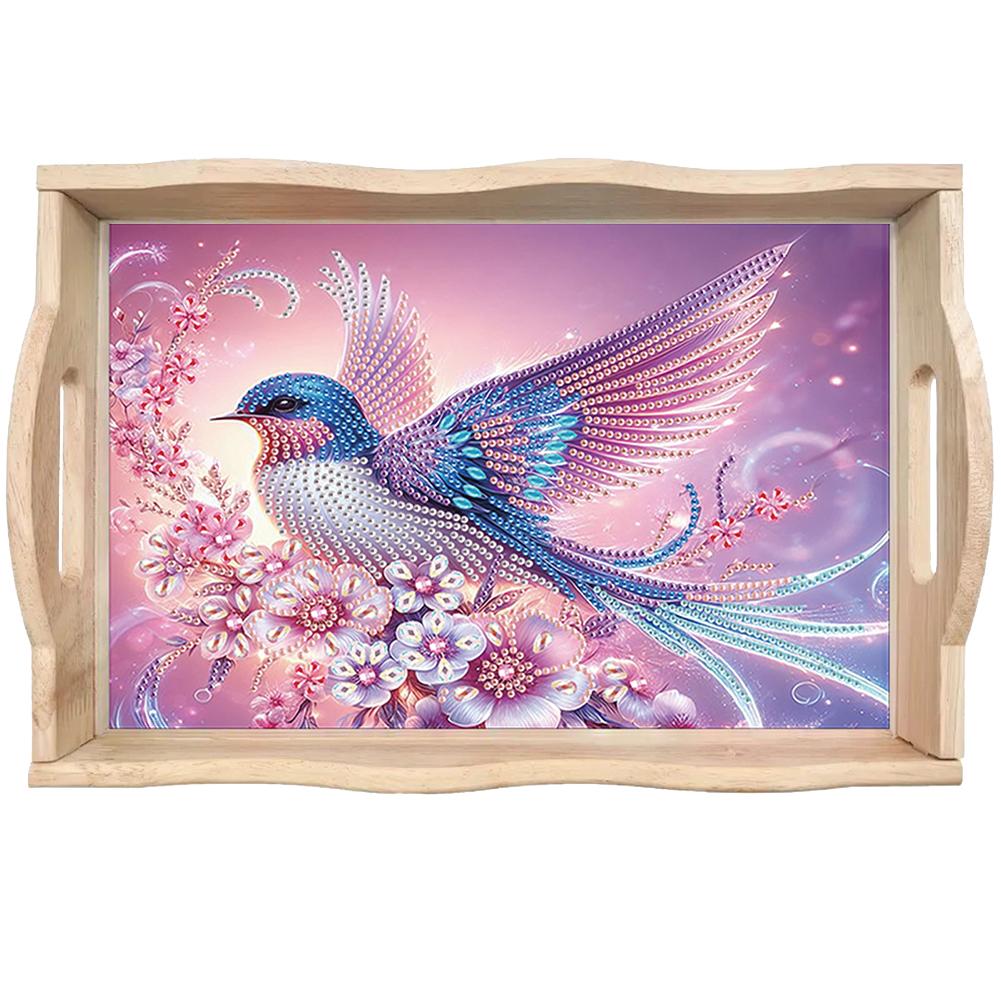 

DIY Diamond Painted Wooden Dining Plate Decorative Diamond Painting Dinner Plate Tray Good for Parties Or Bed Food Tray