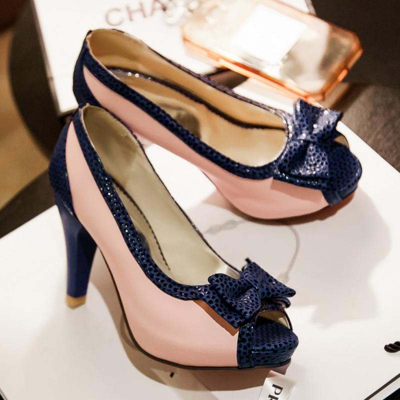 

Женские туфли-лодочки на высоком каблуке, туфли для платья с открытым носком и милым бантом, телесные, синие, для работы, вечеринки, свадьбы, женские, весна 2025 39 розовый