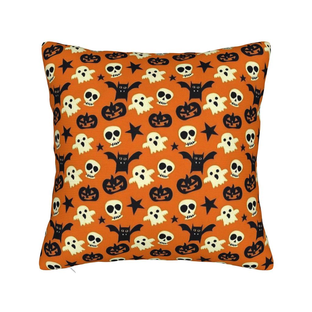 Horror Pumpkin Face Halloween Square Pillow Case Cushion Cover Novelty Zipper Decorative Pillowcase for Home 18"
