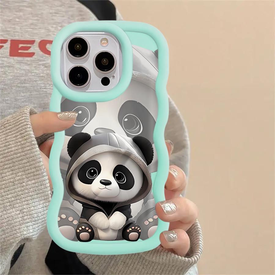 Case for iPhone 8 17 Air 13 14 11 XR 16 Pro Max 12 15 Plus Soft Phone Cover Cute Panda