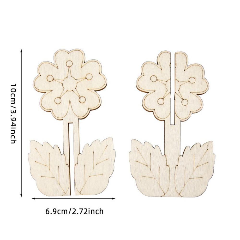 

10pcs/set Wooden DIY Tulip Shape Assembly Rose Flower Tulip Shape Wood Pieces Combination Set Handmade Sunflower