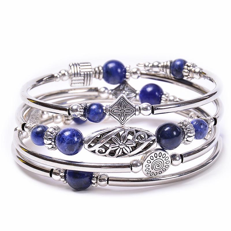 Bohemian Emperor Stone Multi-layer Wrap Bracelet – Women's Natural Stone Beaded Bangle