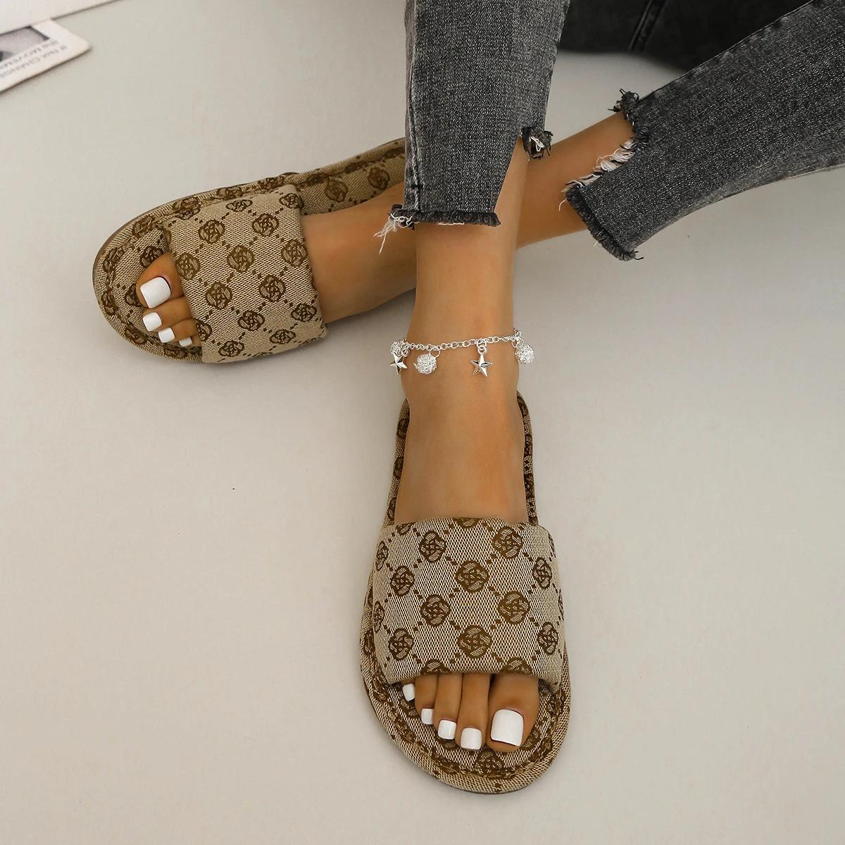 

Модные женские туфли на плоской подошве в стиле ретро, повседневные тапочки, летний стиль, для улицы, большие размеры, с открытым носком, с принтом, модные женские туфли на плоской подошве, слипоны 43