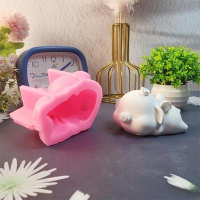 Piggy Statue Silicone Molds for Candle Soap Home Decoration Making Fondant Silicone Molds Cement Gypsum Silicone Molds 6XDE