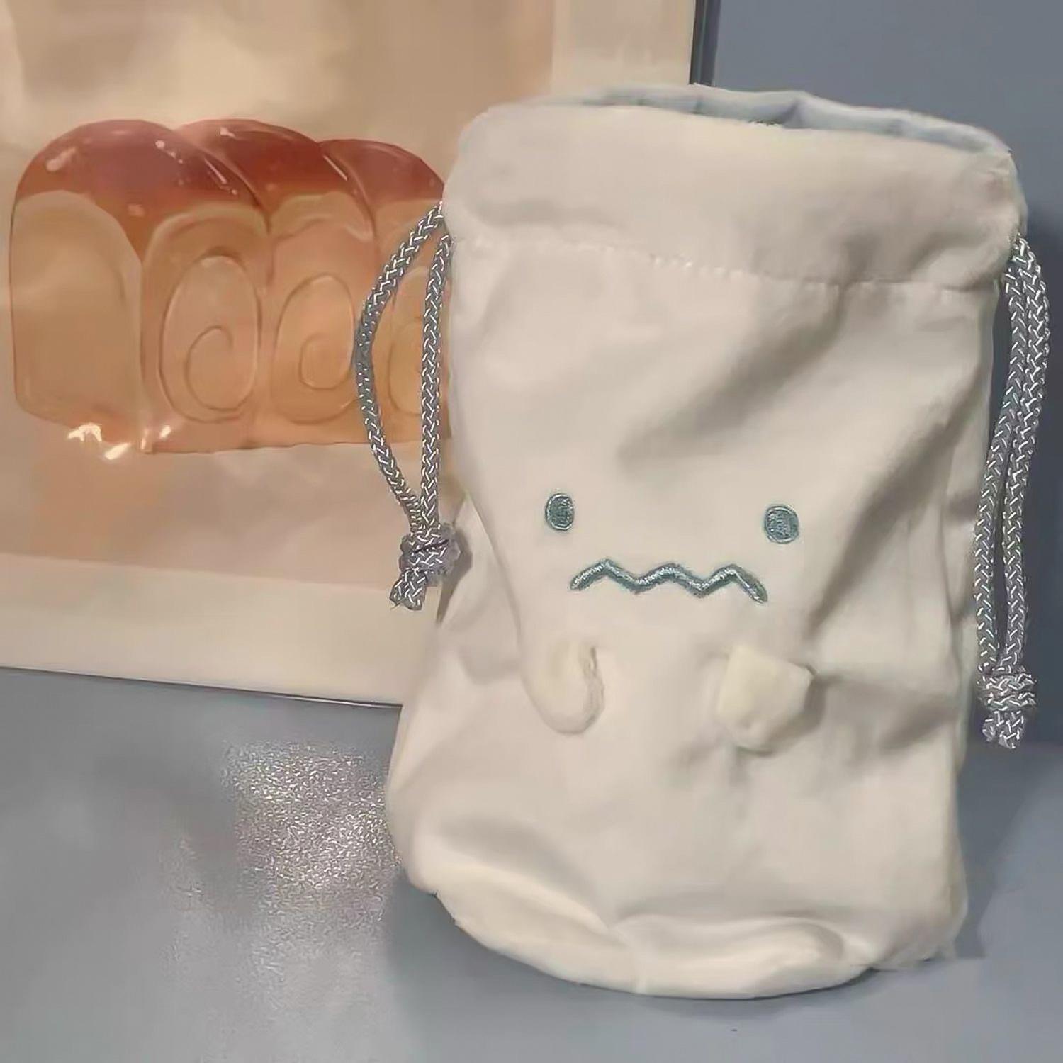 

Cute Ghost Drawstring Bag for Women Portable Drawstring Pouch Lightweight Desktop Sundries Storage Bag Fashion Daily Organizer белый