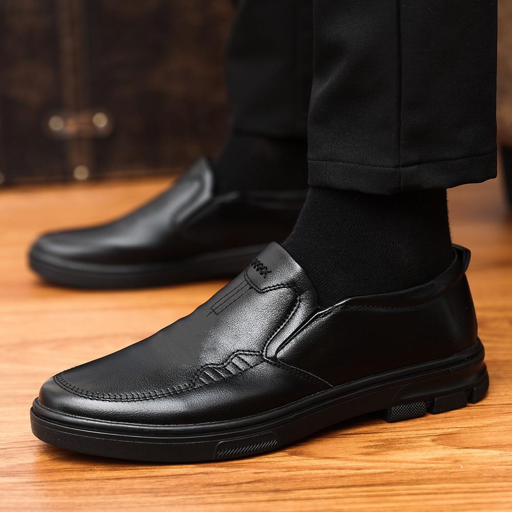 Autumn foot cover daily casual shoes comfortable soft sole one pedal flat sole middle-aged and elderly leather shoes