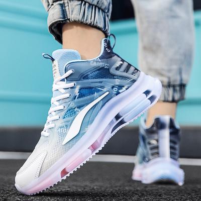 New High-top Casual Sports Shoes Fashion Fashion Shoes Male Students Street Lace-up Splicing Breathable Springback Running Shoes