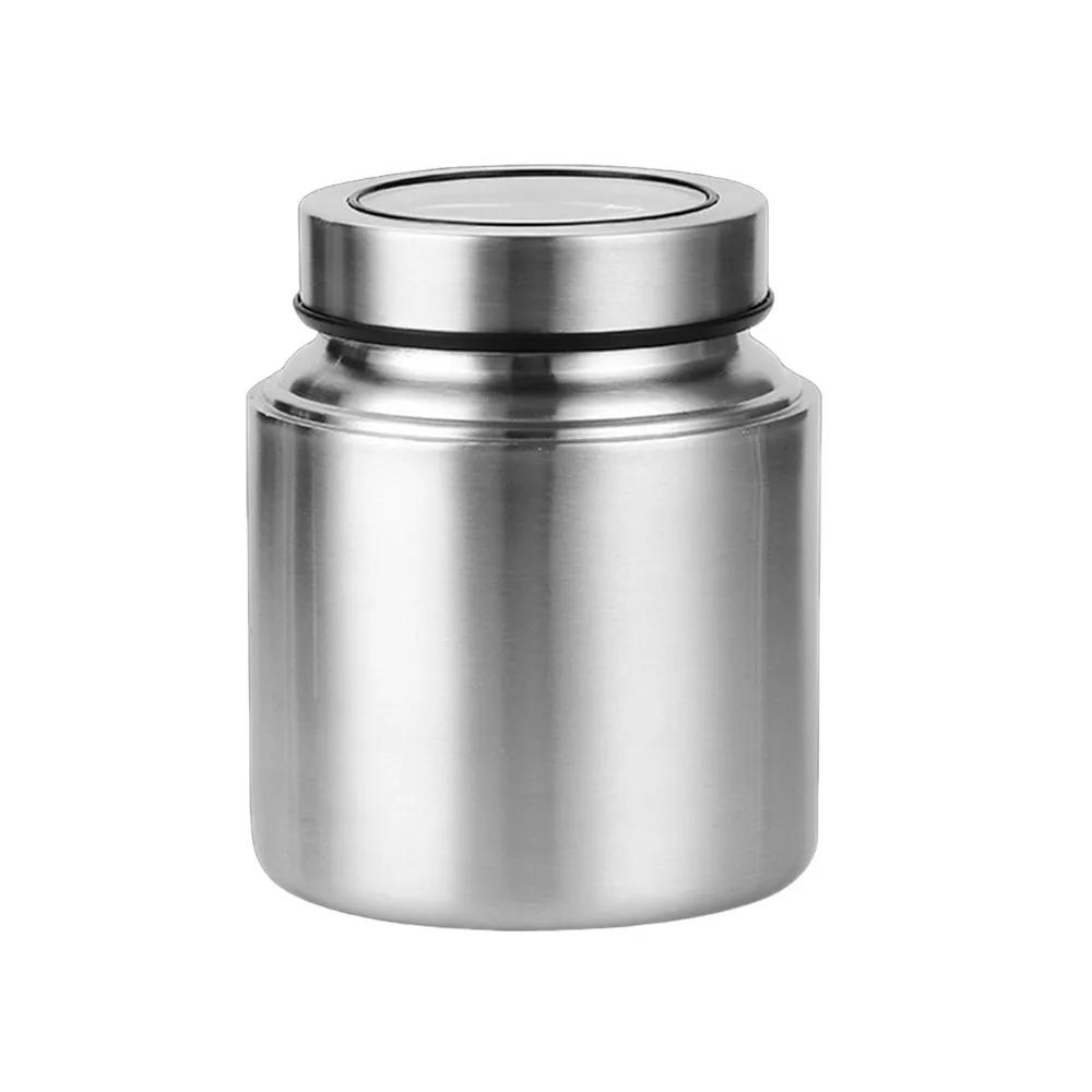 Stainless Steel Tea Tin 800/950/1500ml Large Capacity Tea Jar with Visual Cover Moisture-proof Coarse Grains Storage Box