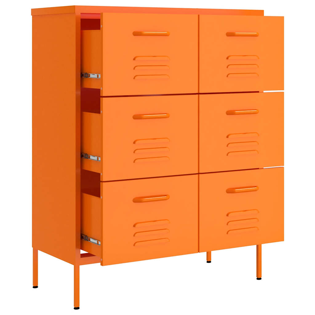 Orange Drawer Cabinet 80 x 35 x 101.5 cm Steel