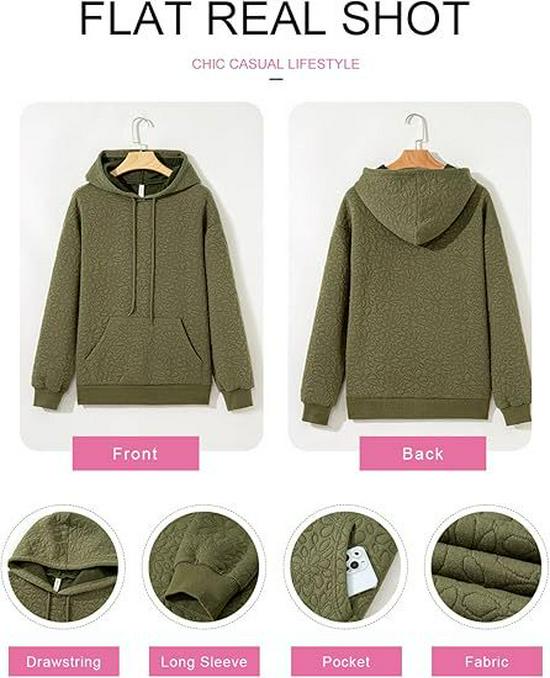 Autumn Winter Fashion Textured Jacquard Long Sleeve Hoodie for Women