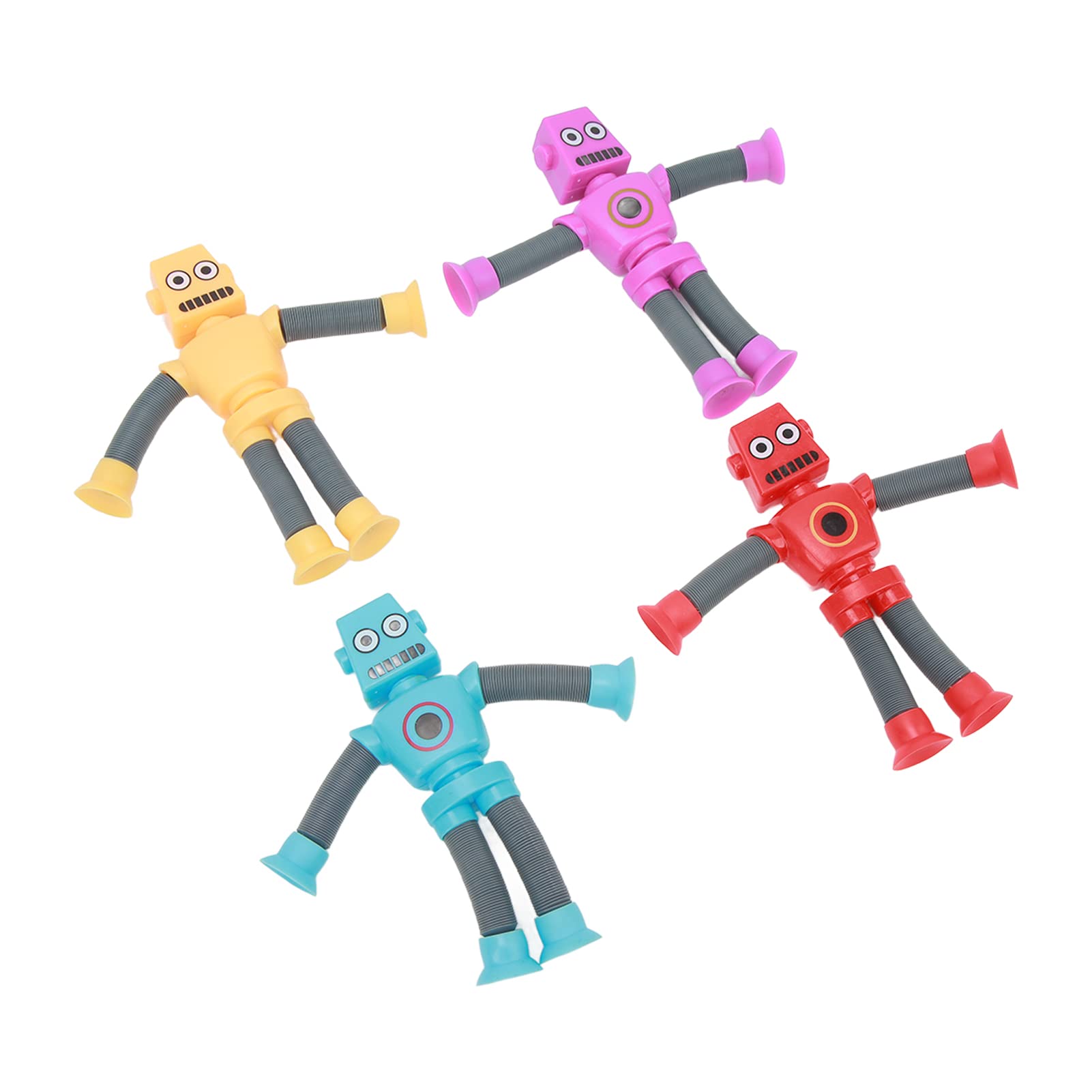 

4 штуки Гибкие телескопические роботы-игрушки на присосках, Мультяшные роботы, меняющие форму, Веселый пластик, Гибкая, Развивающая игрушка для детей, Подарок,