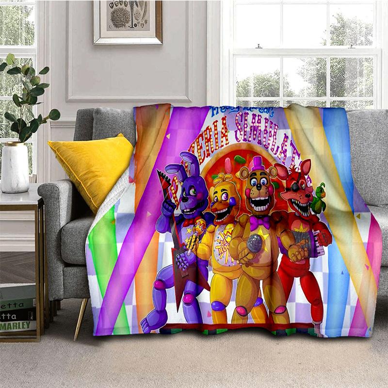 Horror Game F-FNAF Freddy Movie Flannel Blanket Soft Warm Throw Blanket for Bedroom Living Room Bed Travel Camping Picnic Gift