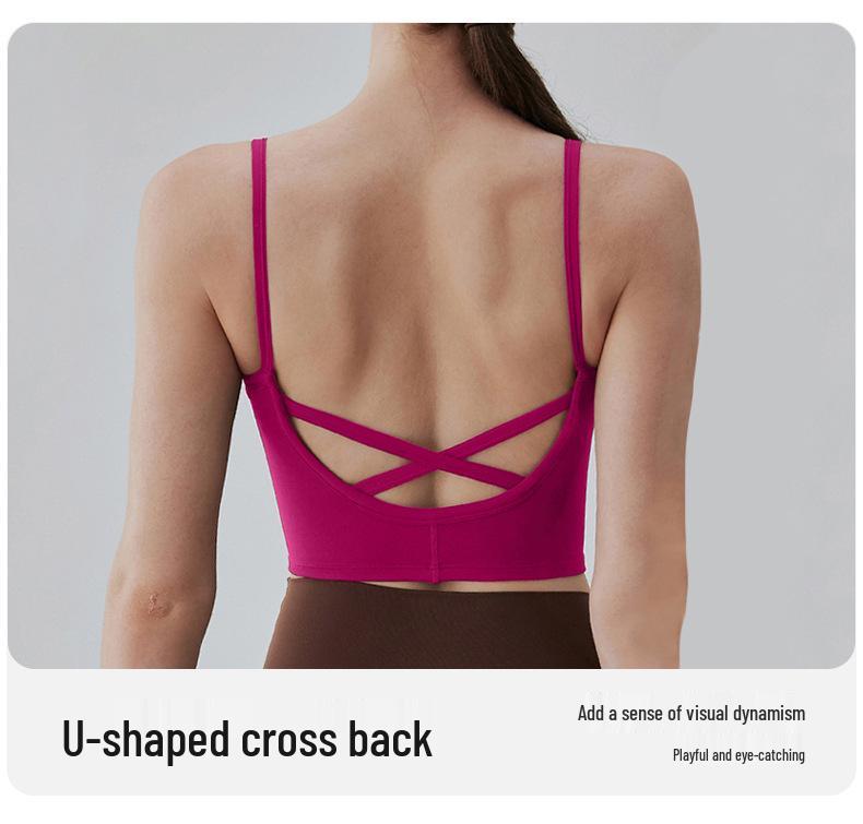 Criss-Cross Back Women's Sports Bra with Chest Pads - Yoga Vest & Fitness Camisole
